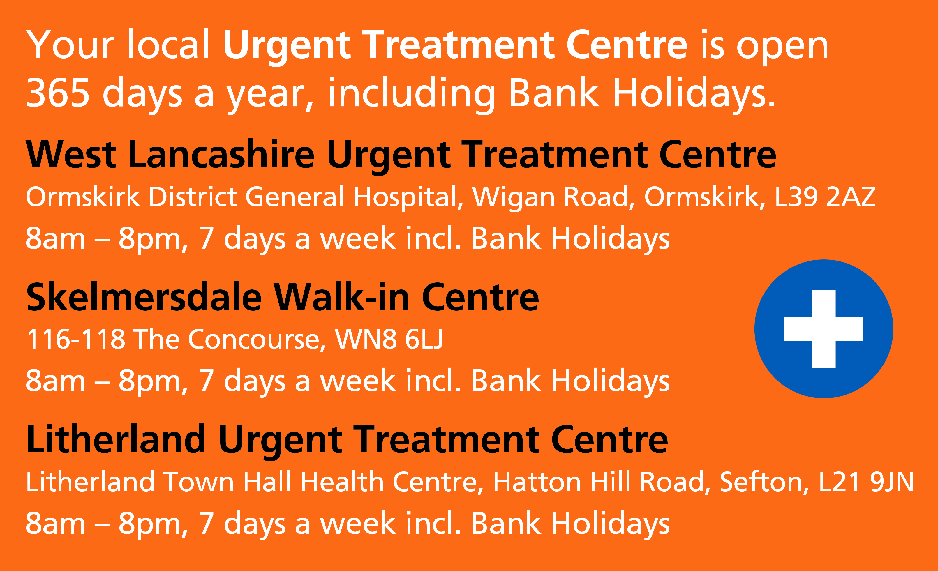 List of UTC and Walk-ins